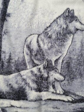Vintage Biederlack of the Americas Reversible Throw Blanket Wolf